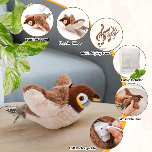 🔥Last Day 70% OFF - 🐾Interactive Chirping Bird Cat Toy