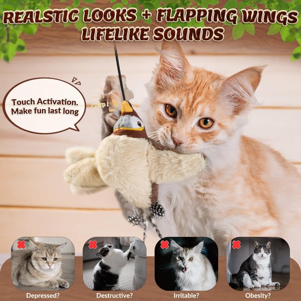 🔥Last Day 70% OFF - 🐾Interactive Chirping Bird Cat Toy