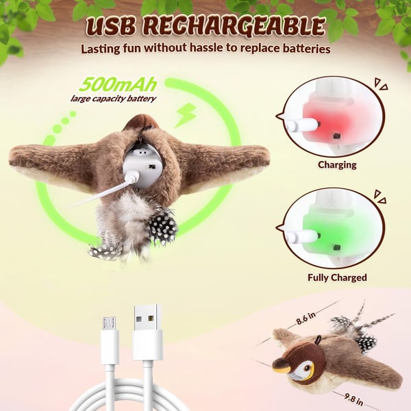 🔥Last Day 70% OFF - 🐾Interactive Chirping Bird Cat Toy