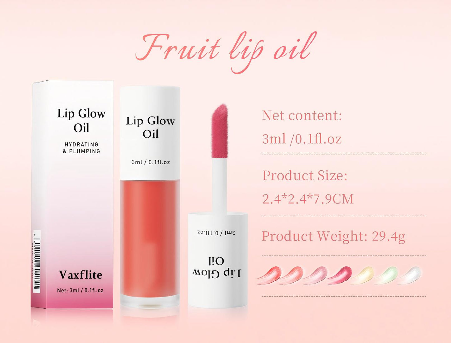 Vaxflite Lip Oil Water-Light Fruit-Infused Lip Stain – 2-in-1 Lipstick&Balm